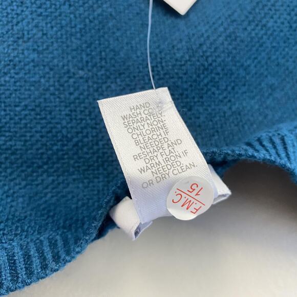 J Jill Sweater Poncho Womens XL 1X 2X 3X Teal Blue Fringe Jewel Tone Cozy NEW - Picture 10 of 11